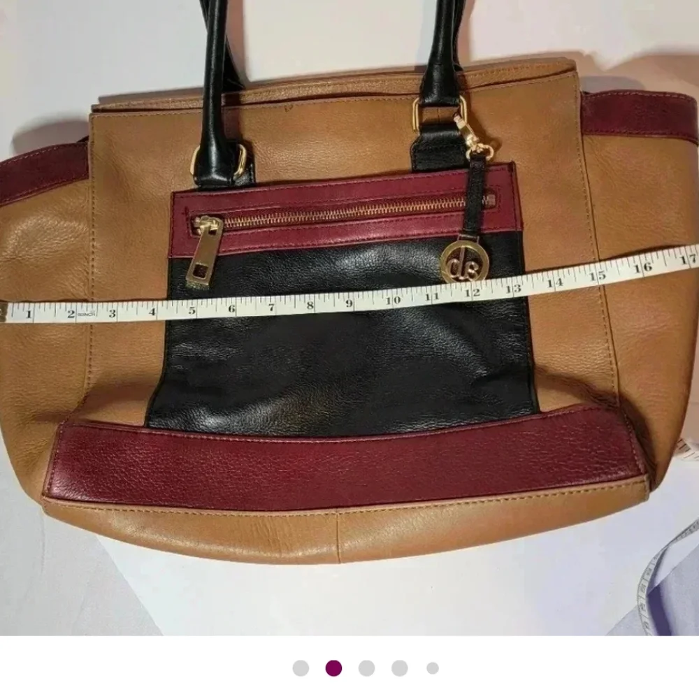 Audrey Brooke Tan and Red Shoulder Bag, GUC - Picture 5 of 6